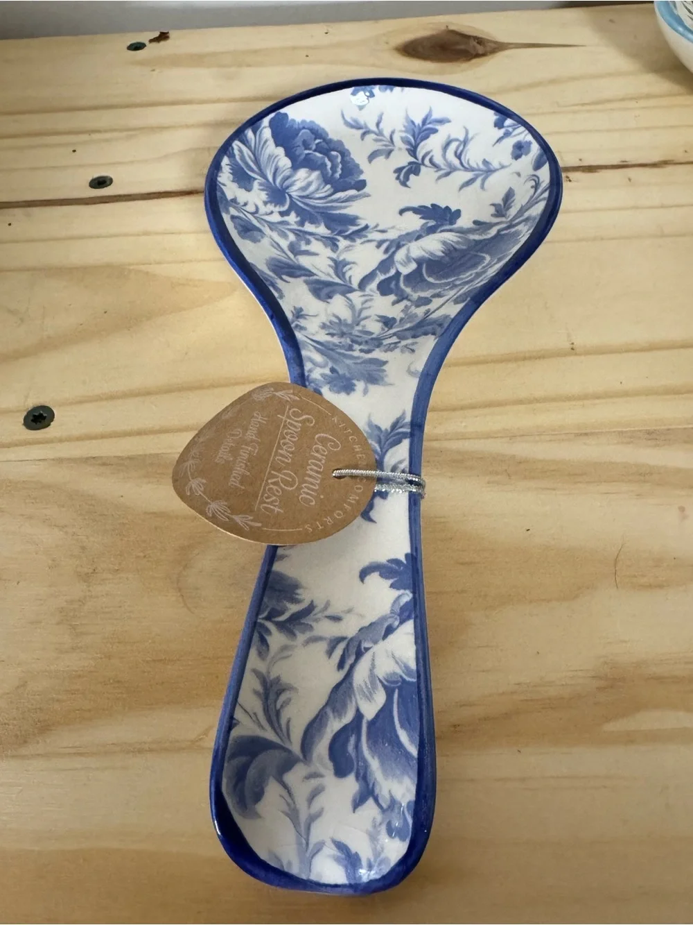 Blue Floral Ceramic Spoon Rest - Unbranded